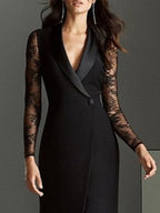 V Neck Long Sleeve Mermaid Or Trumpet Mother Of The Bride Dress With Split