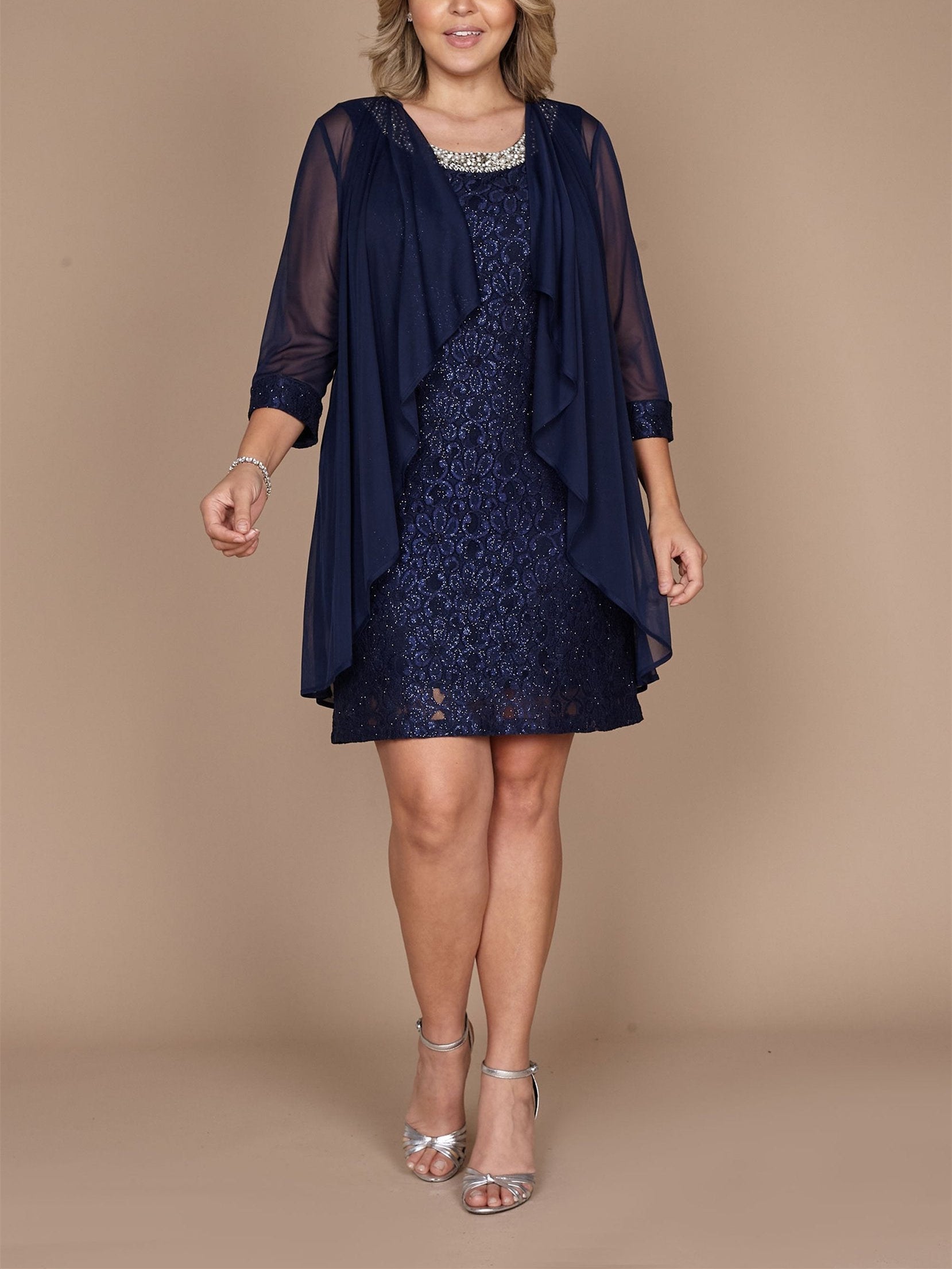 Short Lace Sheath Dress Jewel Neck Mother Of The Bride