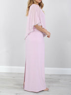 Floor Length Mother of the Bride Gown with Three Quarter Length Sleeves