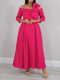 Off The Shoulder Mother Of The Bride A Line Dress Ankle Length Sleeves Bows