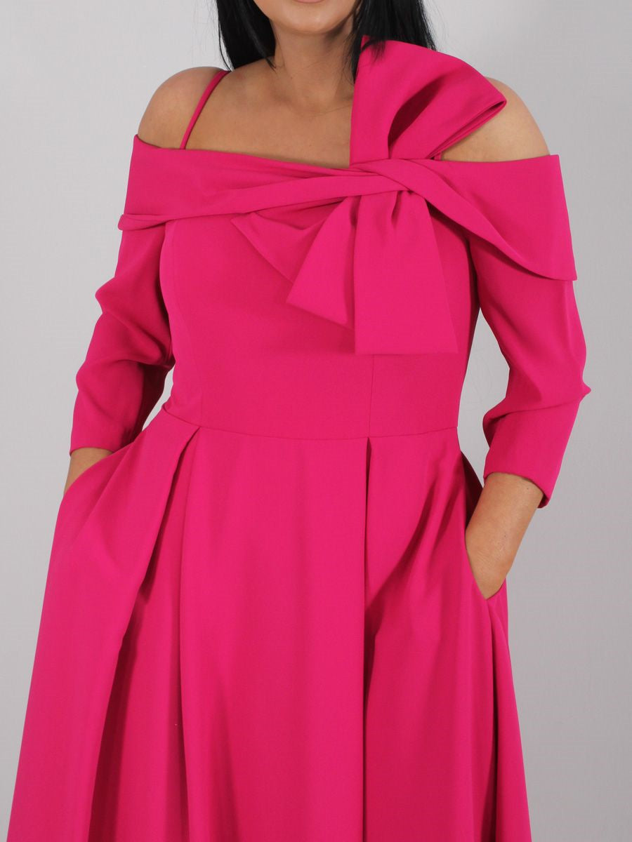 Off The Shoulder Mother Of The Bride A Line Dress Ankle Length Sleeves Bows