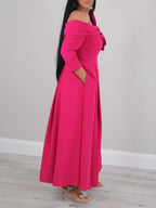 Off The Shoulder Mother Of The Bride A Line Dress Ankle Length Sleeves Bows
