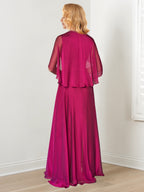 Floor Length Mother of the Bride A Line Dress With Hand Beaded Jewel Neckline