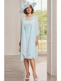Knee Length Jewel Neck Mother Of The Bride Two Piece Dress Jacket
