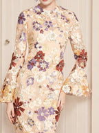 Tea Length Lace Sheath Dress With Three Quarter Sleeves For Mother Of The Bride