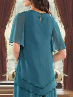 Princess A Line Floor Length Mother Of The Bride Dress Jewel Neck Beading Pleats