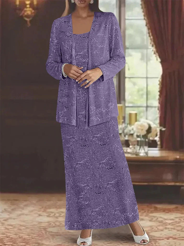 Vestidos de madrina de gasa con lentejuelas y chaqueta