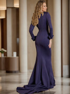 V Neck Floor Length Pleated Gown For Mother Of The Bride