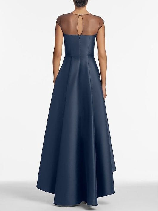 Asymmetrical Sleeveless A Line Mother Of The Bride Dress Jewel Neckline
