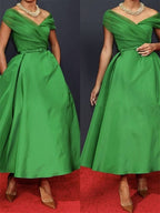 Off Shoulder Sleeveless A Line Ruched Ankle Length Dress For Mother Of The Bride