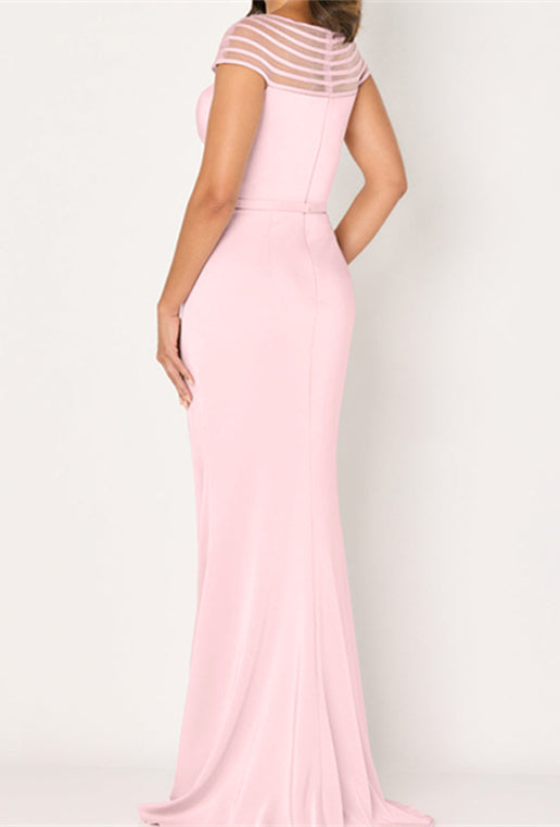 Asymmetrical Silk Satin Mermaid Mother Of The Bride Gown With High Slit
