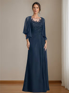 Floor Length Princess A Line Mother Of The Bride Dress With Scoop Neck Sequins