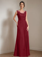 Floor Length Princess A Line Mother Of The Bride Dress With Scoop Neck Sequins
