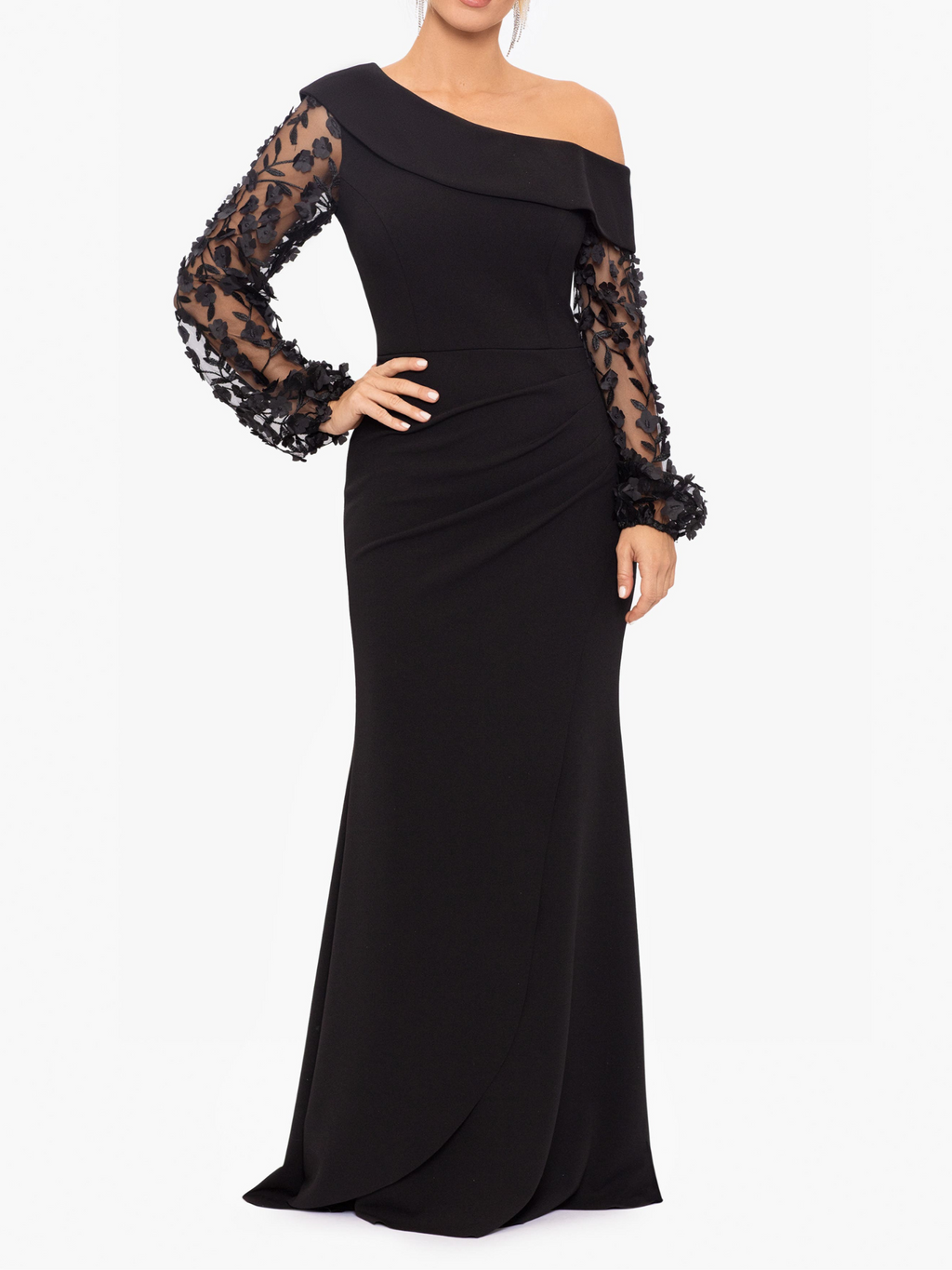 One Shoulder Trumpet Mermaid Floor Length Mother Of Bride Dress With Applique