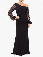One Shoulder Trumpet Mermaid Floor Length Mother Of Bride Dress With Applique