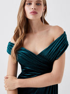 Velvet Off The Shoulder Floor Length Dress For Mothers Of The Bride And Groom