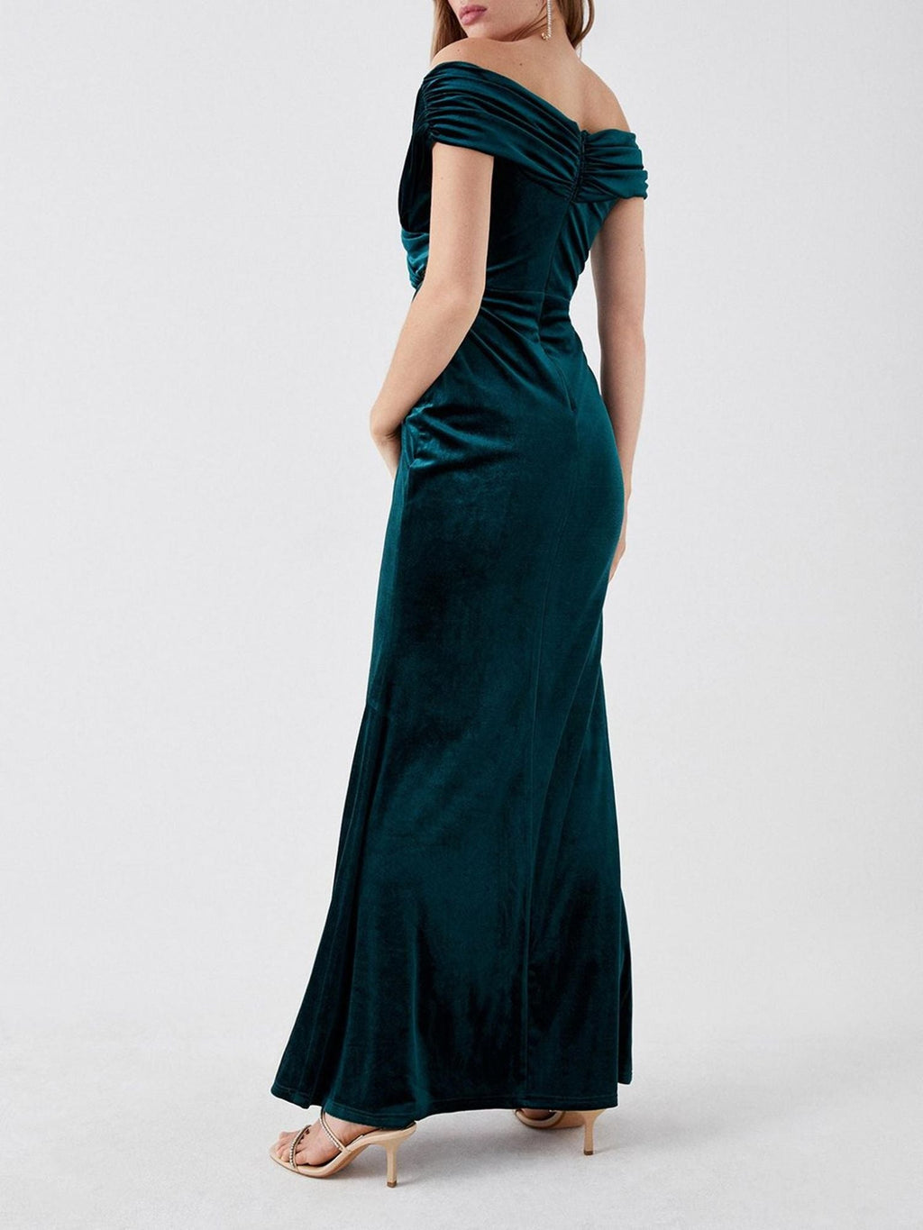 Velvet Off The Shoulder Floor Length Dress For Mothers Of The Bride And Groom
