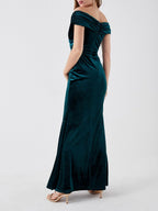 Velvet Off The Shoulder Floor Length Dress For Mothers Of The Bride And Groom