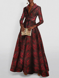 V Neck Long Sleeve Floral Dress for Mothers of the Bride and Groom