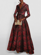 V Neck Long Sleeve Floral Dress for Mothers of the Bride and Groom