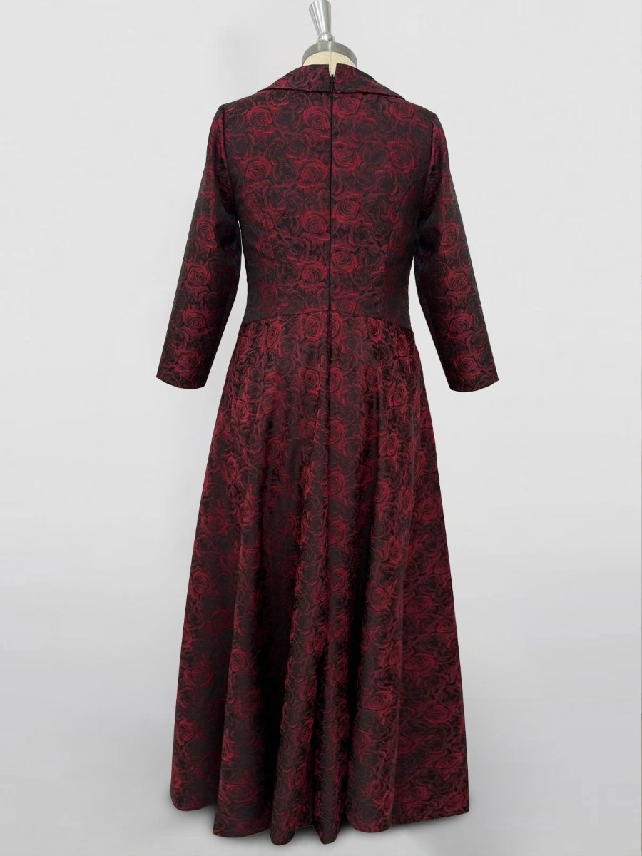 V Neck Long Sleeve Floral Dress for Mothers of the Bride and Groom