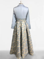 Printed Flower Plus Size Mother Of The Bride Dress With Shirt Collar