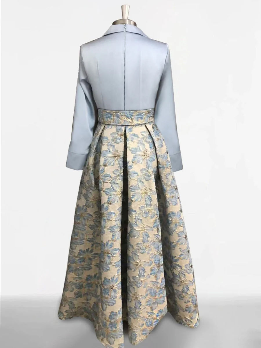 Printed Flower Plus Size Mother Of The Bride Dress With Shirt Collar