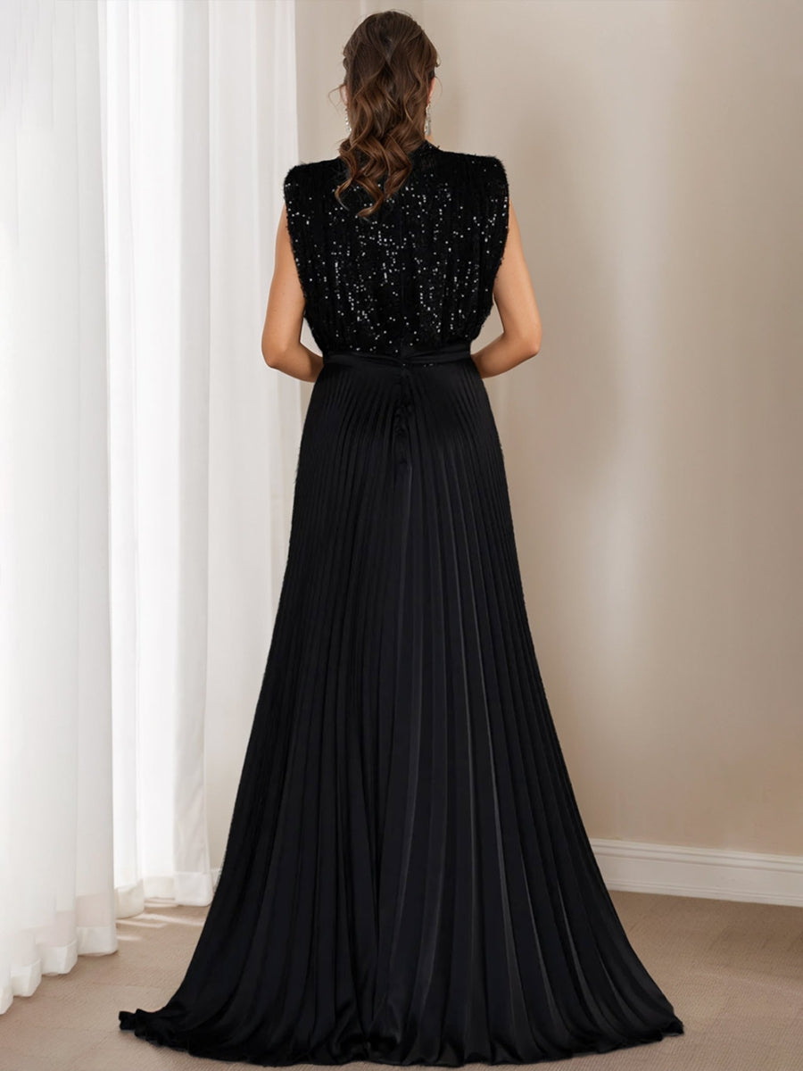 High Neck Sleeveless Dress For Mothers Of The Bride And Groom Sequins