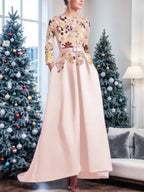 Asymmetrical A Line Princess Dress With Lace Appliques For Mother Of The Bride
