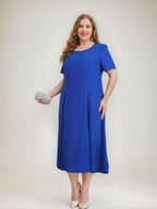 Plus Size Mother Of The Bride A Line Tea Length Dress With Jacket And Appliques