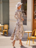 V Neck A Line Dress For Mothers Of The Bride And Groom With Floral Print