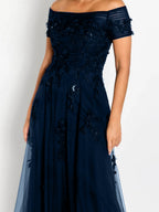 Sleeveless Off Shoulder A Line Dress With Appliques For Mother Of Bride Or Groom