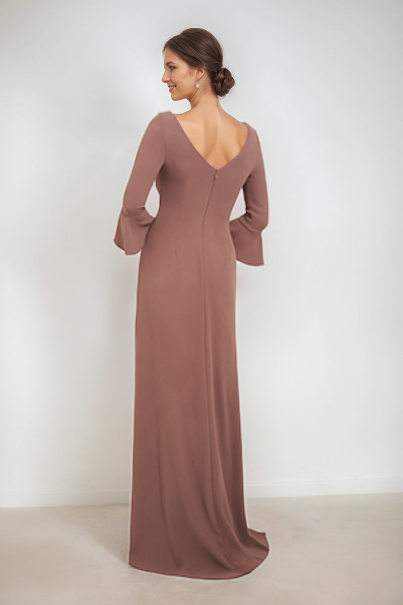 Scoop Neck Dress for Mother of the Bride and Groom with Appliques and Side Split