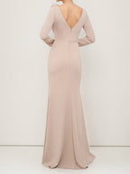 Scoop Neck Sheath Dress With 3D Floral Details For Mother Of The Bride And Groom