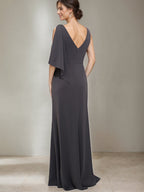 Beading Scoop Neck Sheath Dress for Mothers of Bride and Groom with Side Split