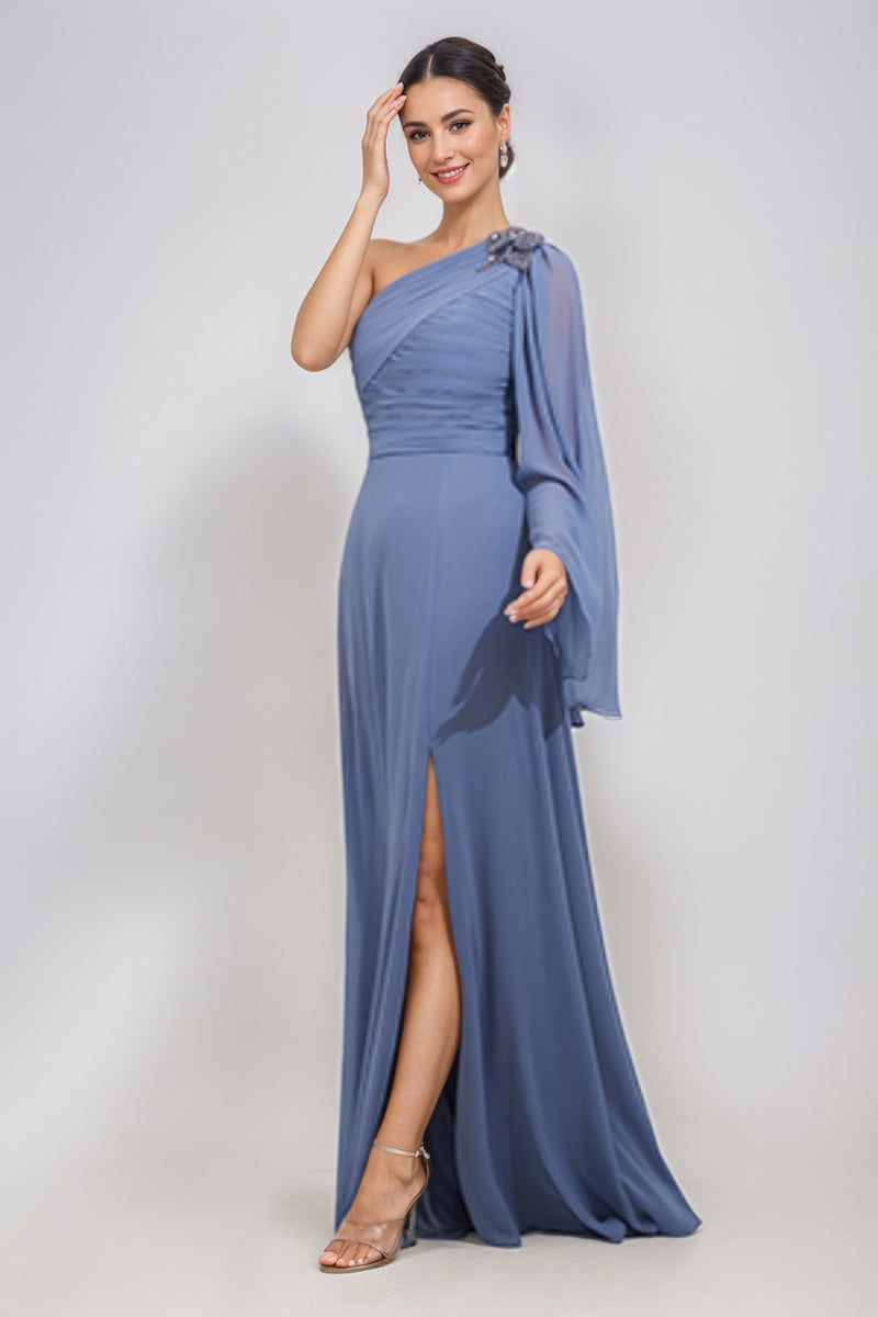 One Shoulder A Line Dress For Mother Of The Bride Or Groom With Appliques