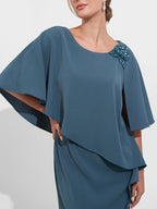 Scoop Neck Sheath Dress for Mother of the Bride or Groom with Appliques