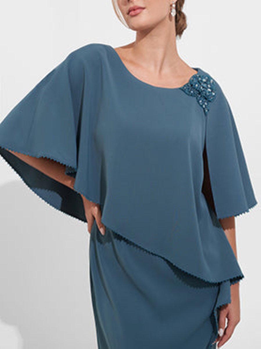 Scoop Neck Sheath Dress for Mother of the Bride or Groom with Appliques