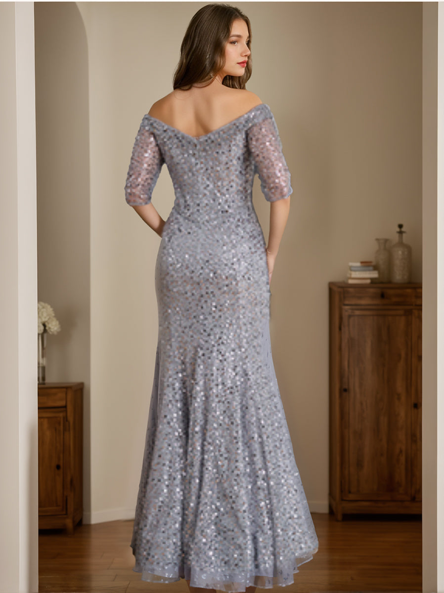Off Shoulder Mermaid Trumpet Mother Of The Bride Dresses With Half Sleeves