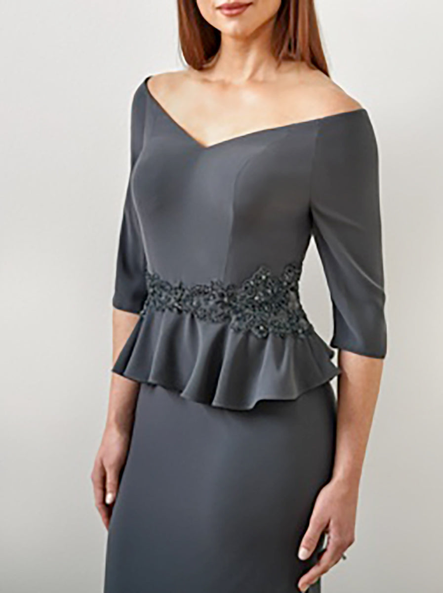 V Neck Mother Of The Bride Dress Trumpet Mermaid With Ruffles And Appliques