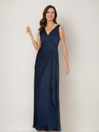 V Neck Three Quarter Sleeve Sheath Dress With Jacket For Mother Of The Bride
