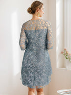 Knee Length Scoop Neck A Line Mother Of The Bride Dress Princess Cut Appliques
