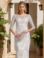 Two Piece Sheath Dress With Lace Appliques And Beading For Mother Of The Bride