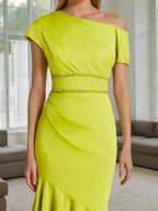 One Shoulder Ruffled Mermaid Dress For Mothers Of The Bride And Groom