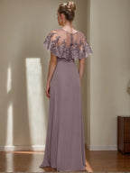 Elegant Jewel Neck Sheath Dress For Mother Of The Bride Or Groom With Beading