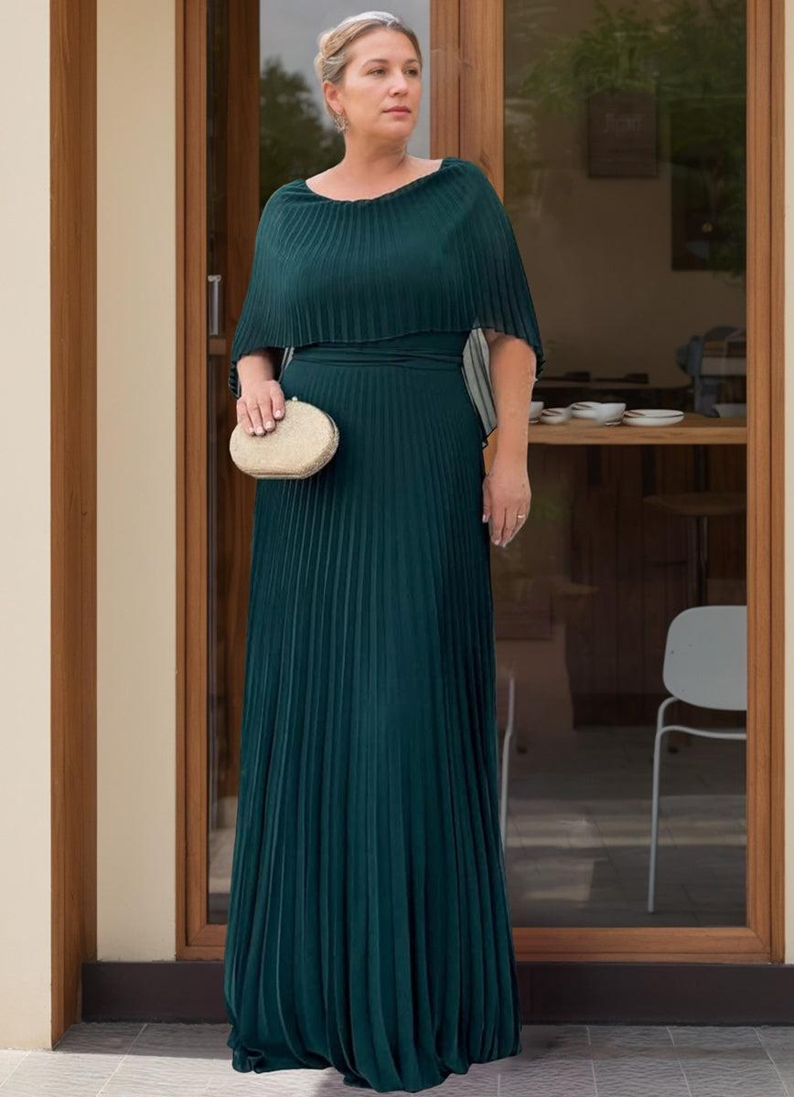 Scoop Neck Pleated Cape Sheath Dress for Mothers of the Bride and Groom