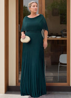 Scoop Neck Pleated Cape Sheath Dress for Mothers of the Bride and Groom