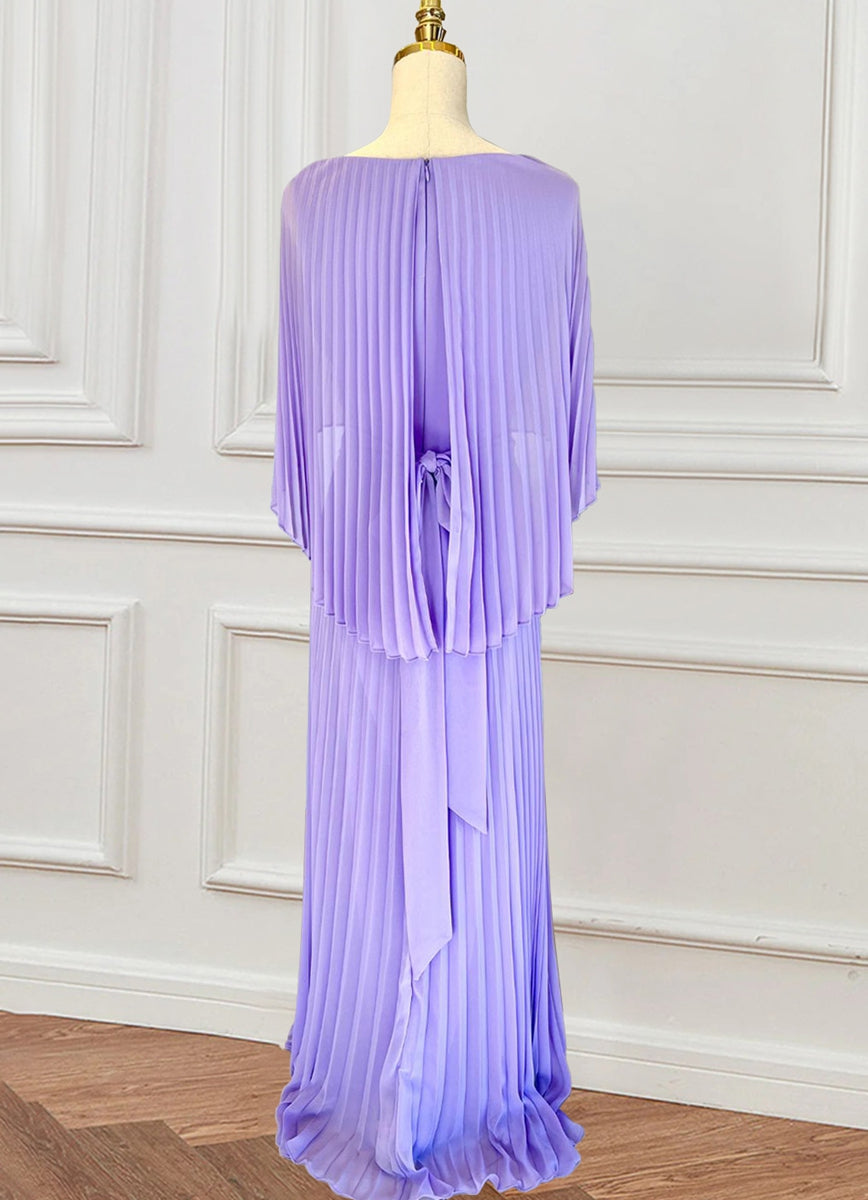 Scoop Neck Pleated Cape Sheath Dress for Mothers of the Bride and Groom