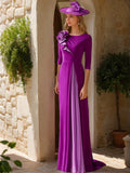 Elegant A Line Princess Mother Of The Bride Dress With Scoop Neck And Ruffles