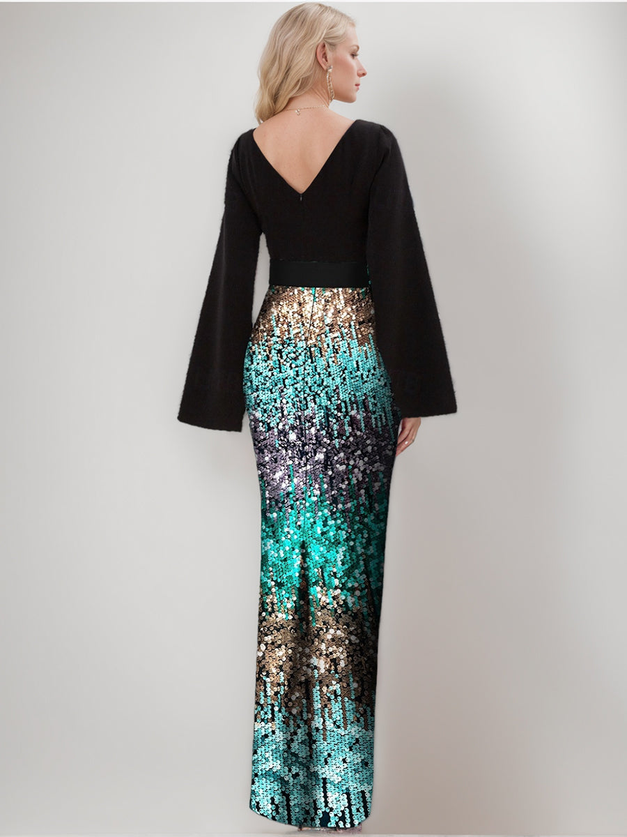 Retro Floor Length Trumpet Mermaid Gown With Belt For Mothers Of The Bride